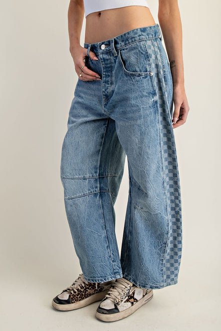 Parker - Checkered Barrel Denim Jeans