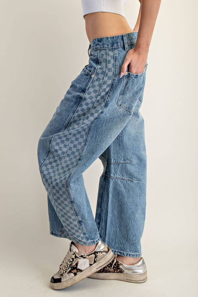 Parker - Checkered Barrel Denim Jeans