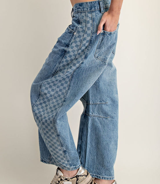 Parker - Checkered Barrel Denim Jeans