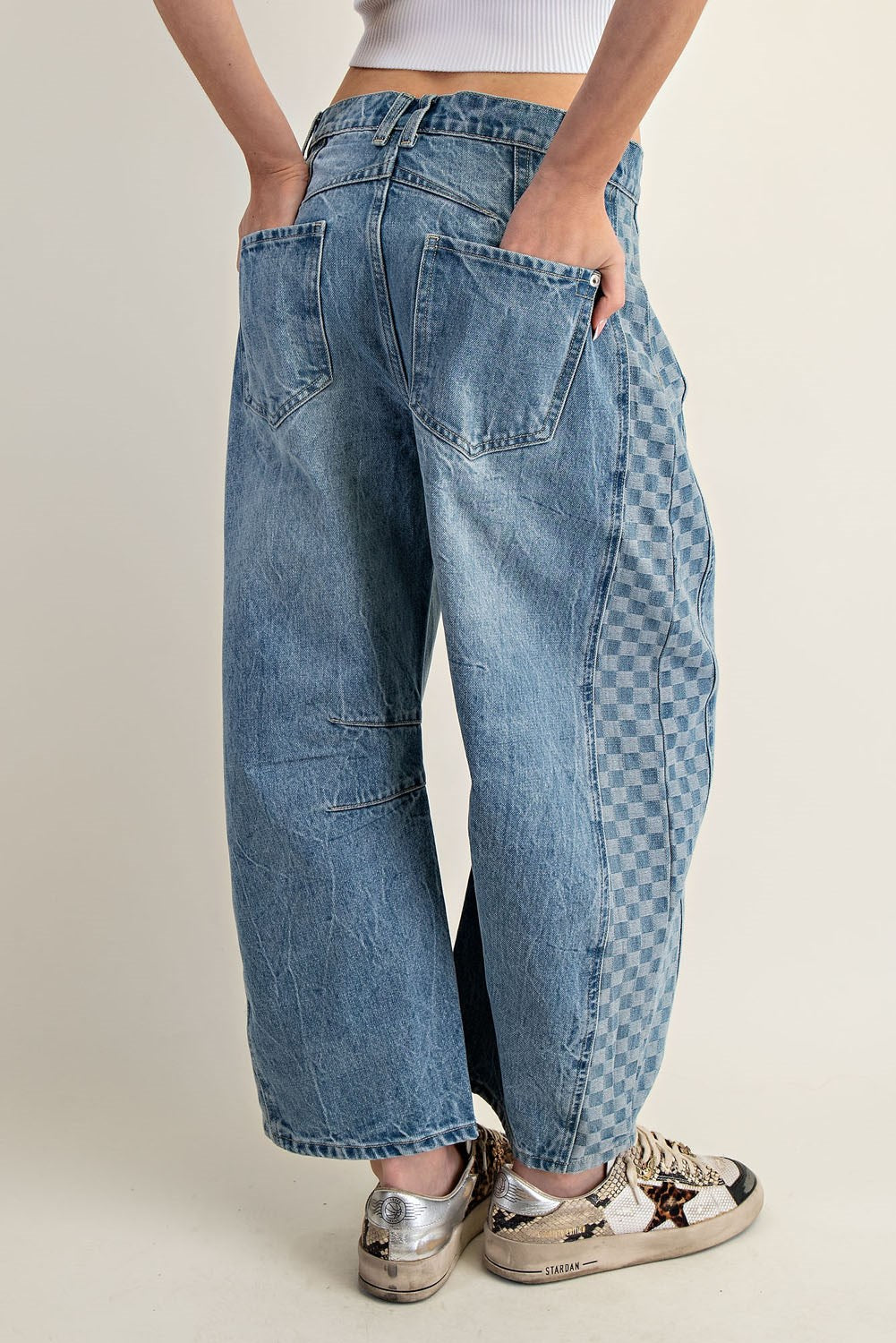 Parker - Checkered Barrel Denim Jeans