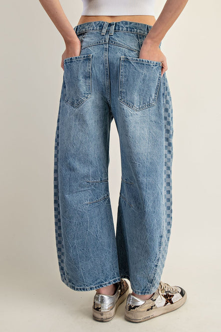 Parker - Checkered Barrel Denim Jeans