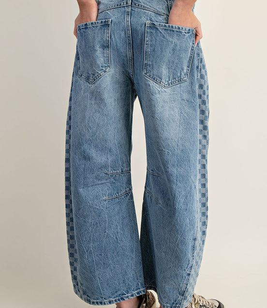 Parker - Checkered Barrel Denim Jeans