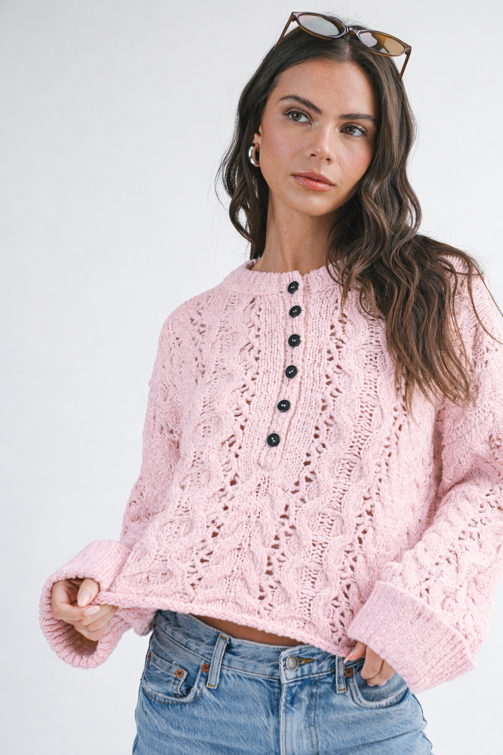 Henley - Cropped Knit Sweater