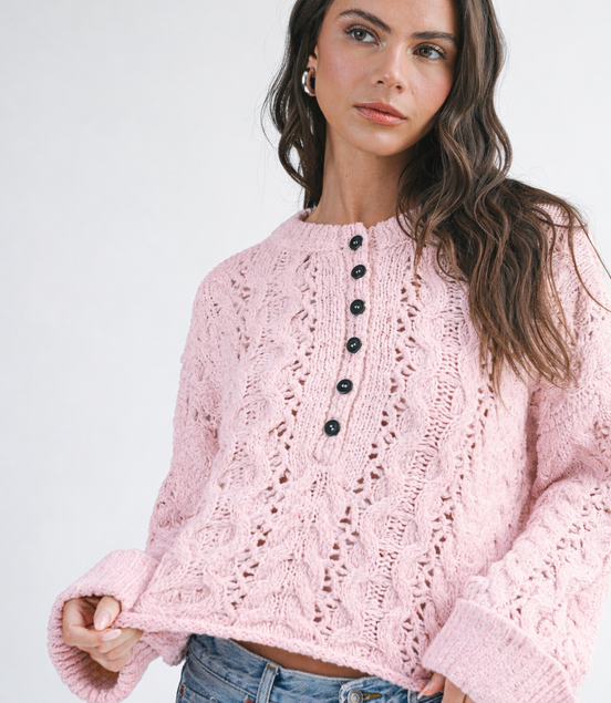Henley - Cropped Knit Sweater