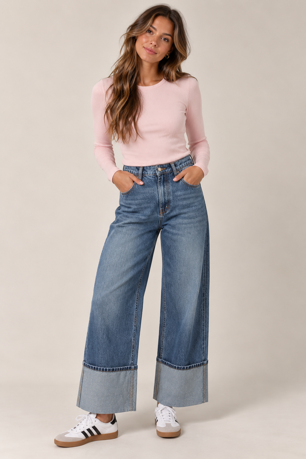 Bex Mega Cuff Wide Leg Jeans