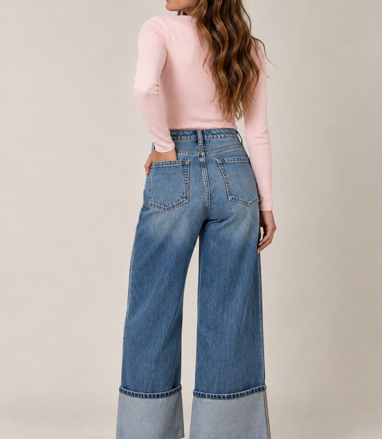 Bex Mega Cuff Wide Leg Jeans