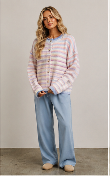 Dreamy - Rainbow Button-up Cardigan