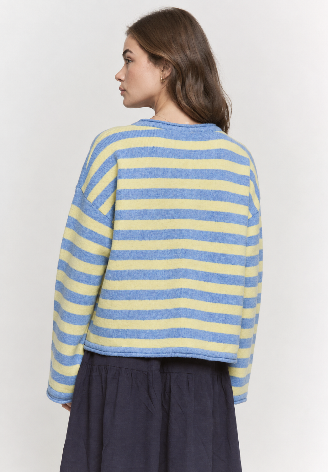 Blueberry Banana Cardigan - Blue and Yellow Striped Knit