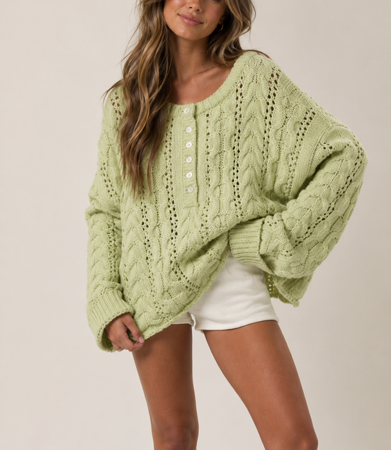 Clover - Cable Knit Oversized Sweater