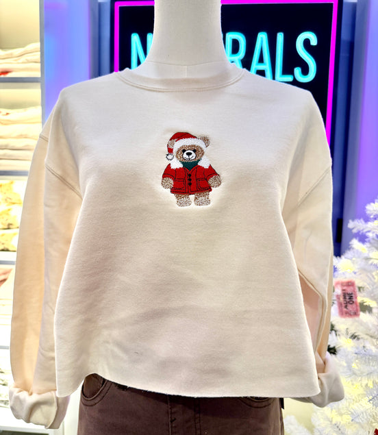 Santa Bear - Cropped Cut-off Sweatshirt