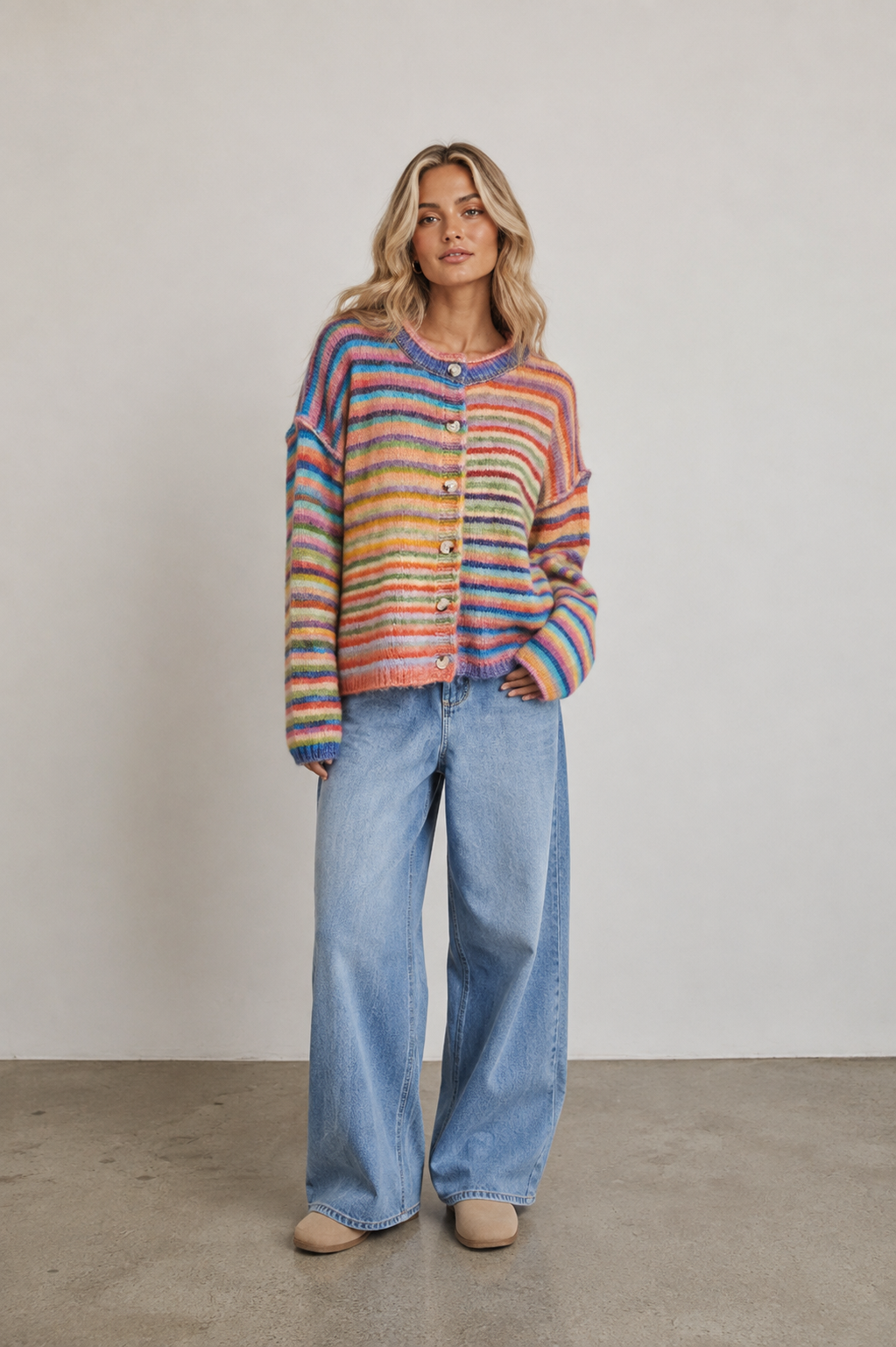 Dreamy - Rainbow Button-up Cardigan