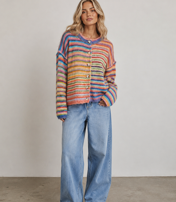Dreamy - Rainbow Button-up Cardigan