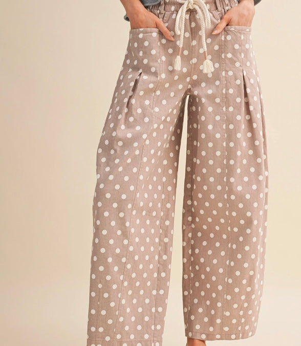 Lottie Pleated Polka Dot Barrel Pants