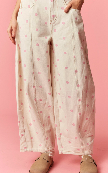 Sarah - Polka Dot Wide Barrel Pants
