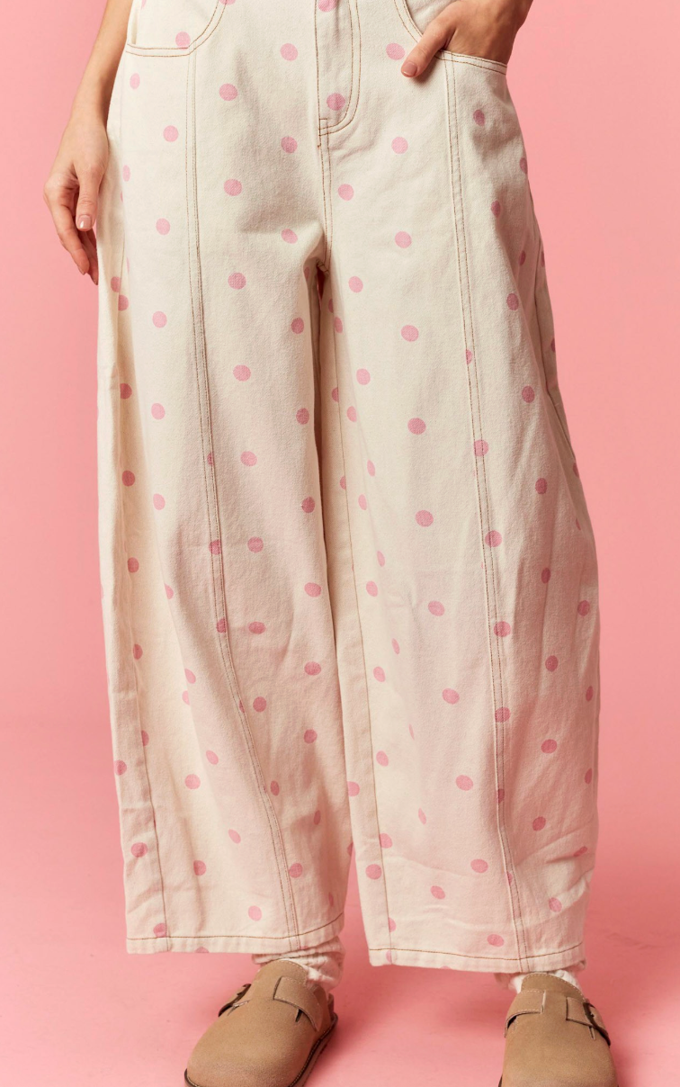 Sarah - Polka Dot Wide Barrel Pants