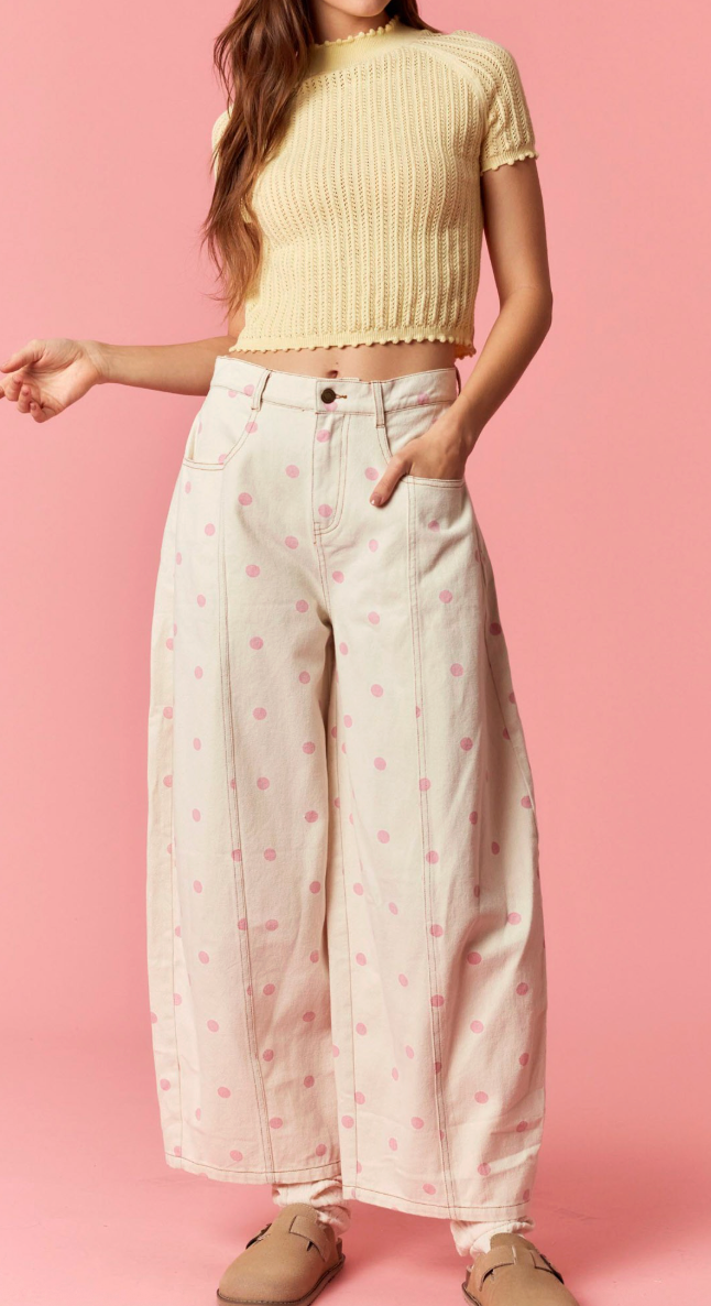Sarah - Polka Dot Wide Barrel Pants