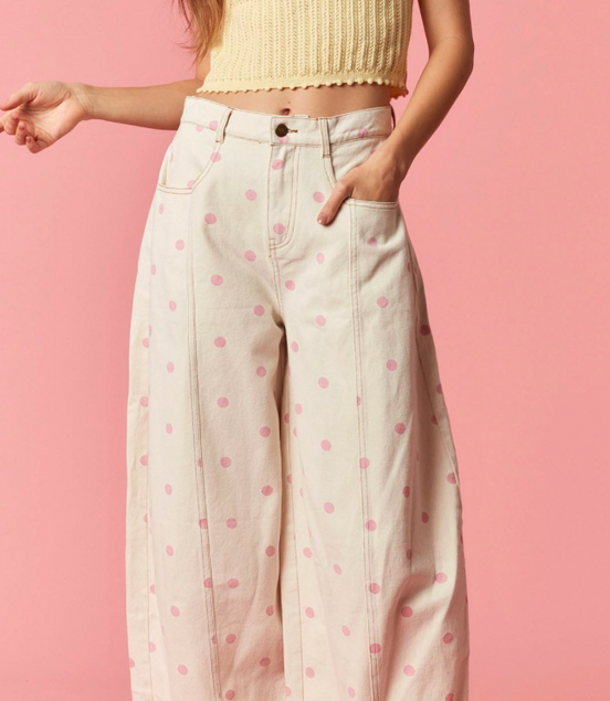 Sarah - Polka Dot Wide Barrel Pants