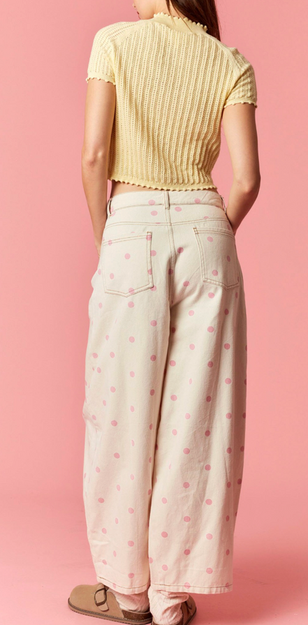 Sarah - Polka Dot Wide Barrel Pants