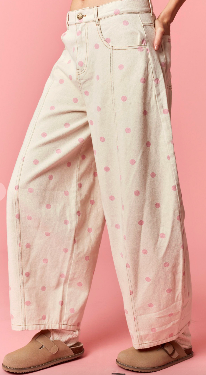 Sarah - Polka Dot Wide Barrel Pants