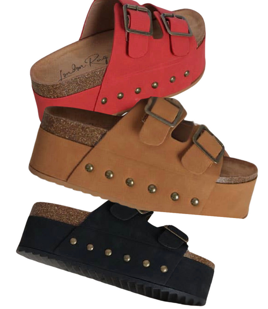 Tilly - Studded Faux Leather Platform Sandals