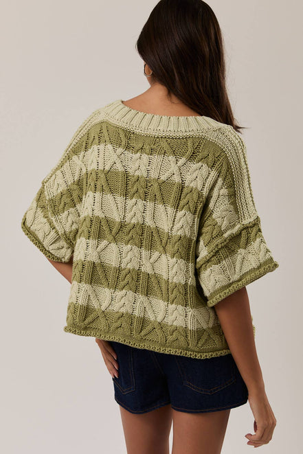 Fern - Cropped Striped Sweater Shirt