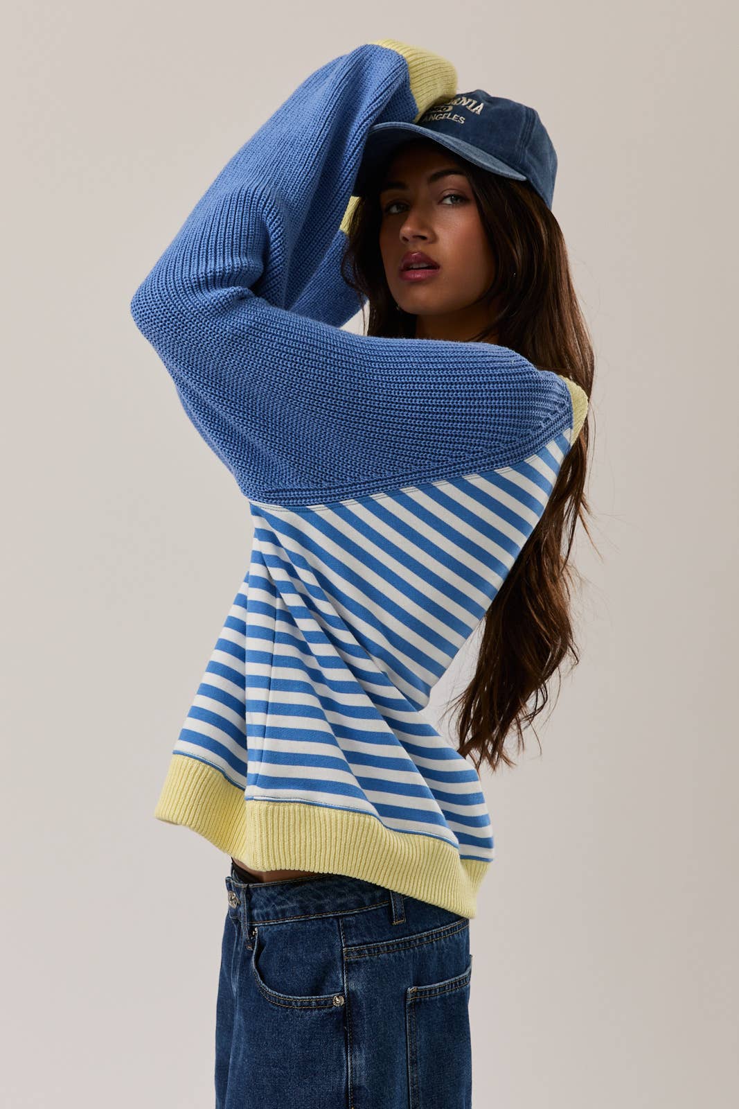 Skye - Striped Pullover w/Sweater Sleeves