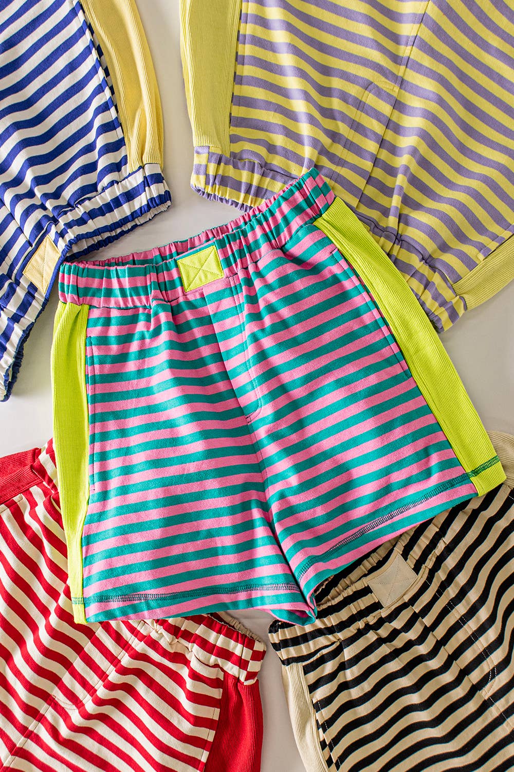 Tate Striped Color Block Lounge Shorts