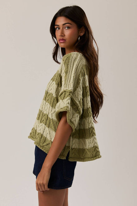Fern - Cropped Striped Sweater Shirt