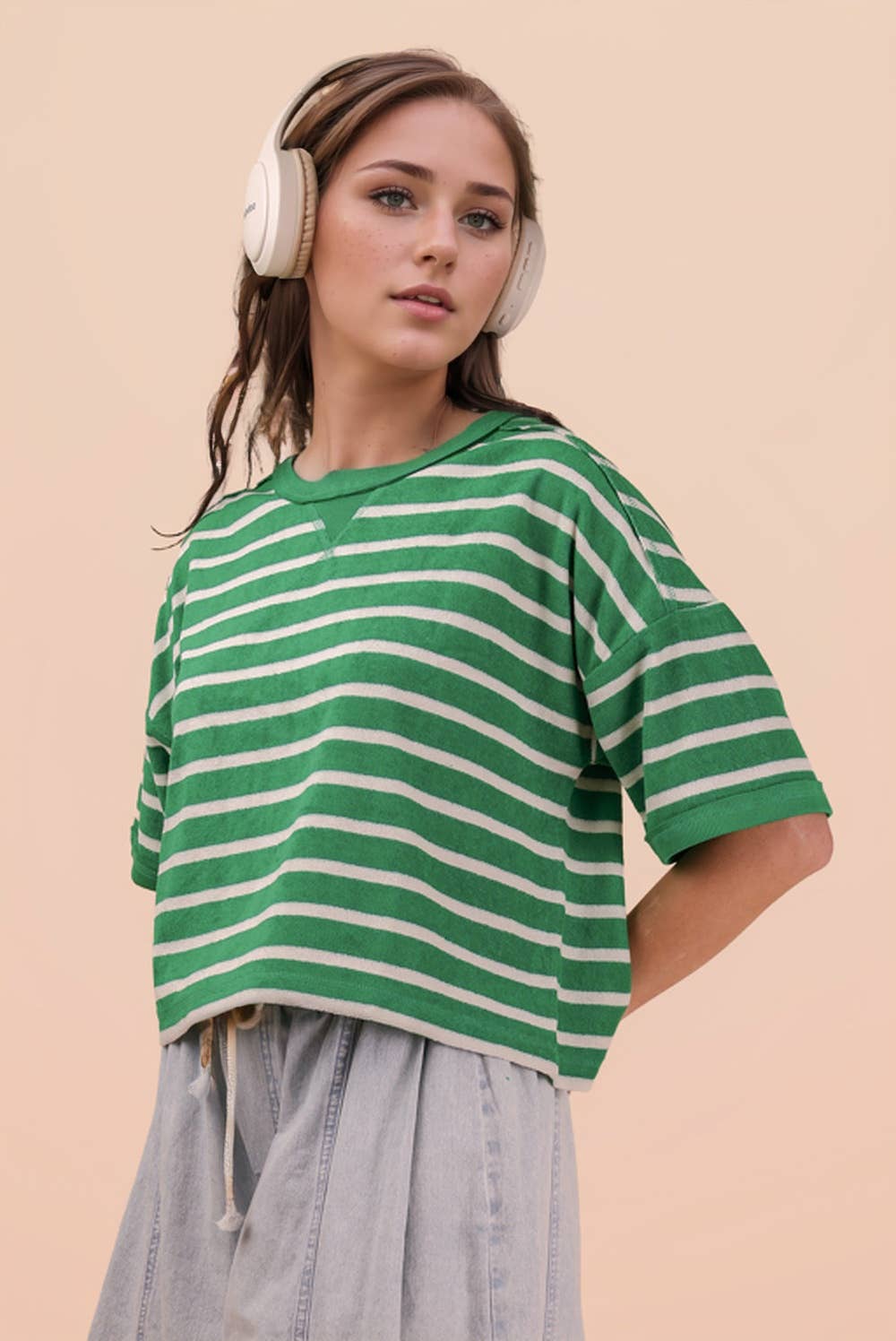 Terri - Terry Cloth Stripe Tee