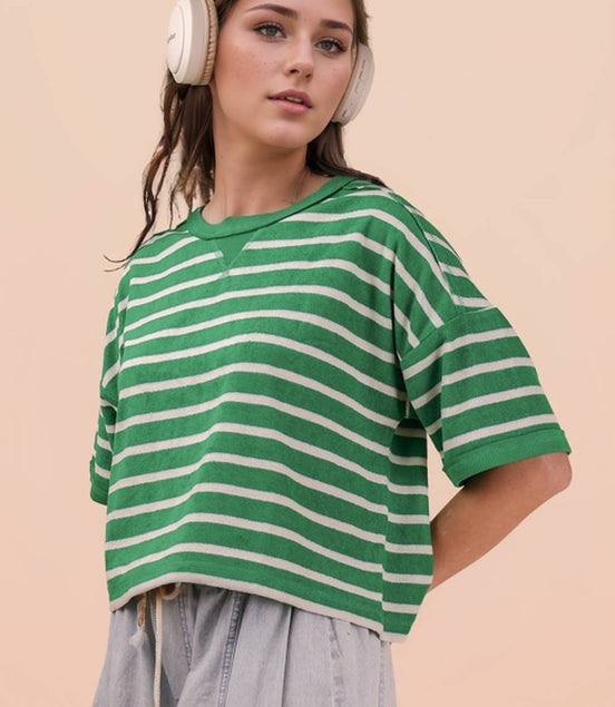 Terri - Terry Cloth Stripe Tee