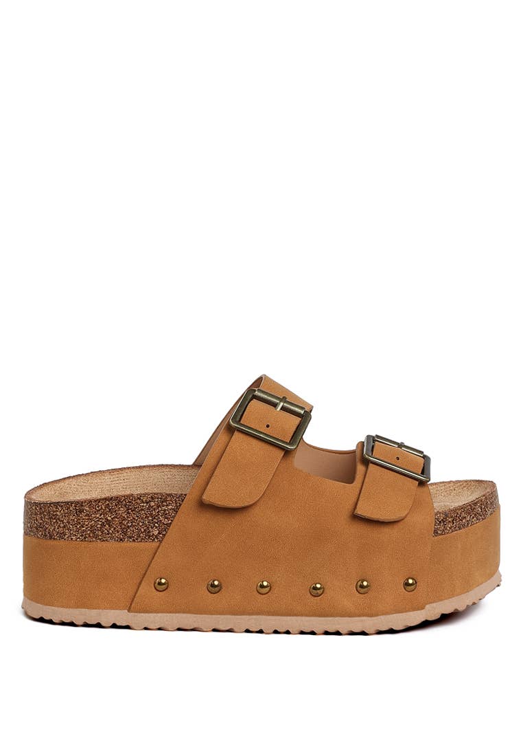 Tilly - Studded Faux Leather Platform Sandals