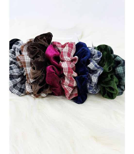 Plaid and Velvet Comb Scrunchies