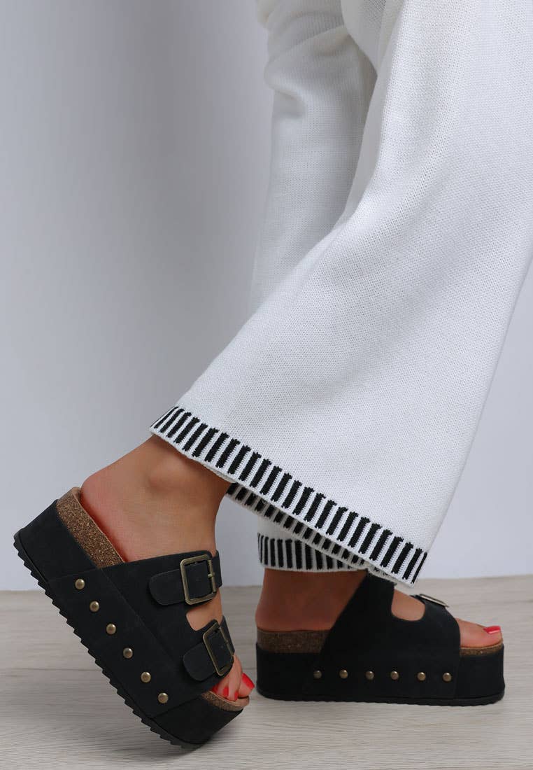 Tilly - Studded Faux Leather Platform Sandals
