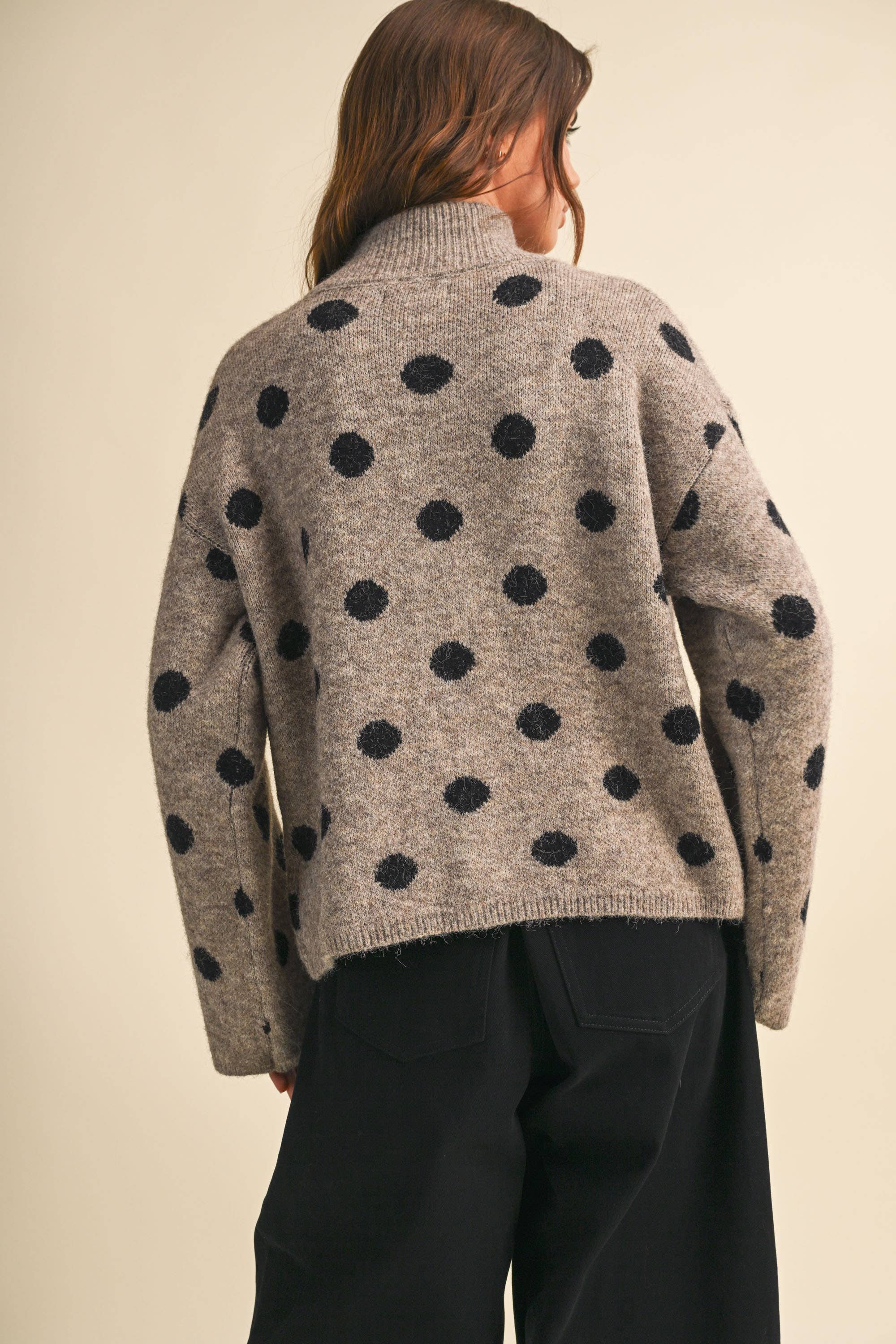 Mary Jane Double Zip Polka Dot Sweater