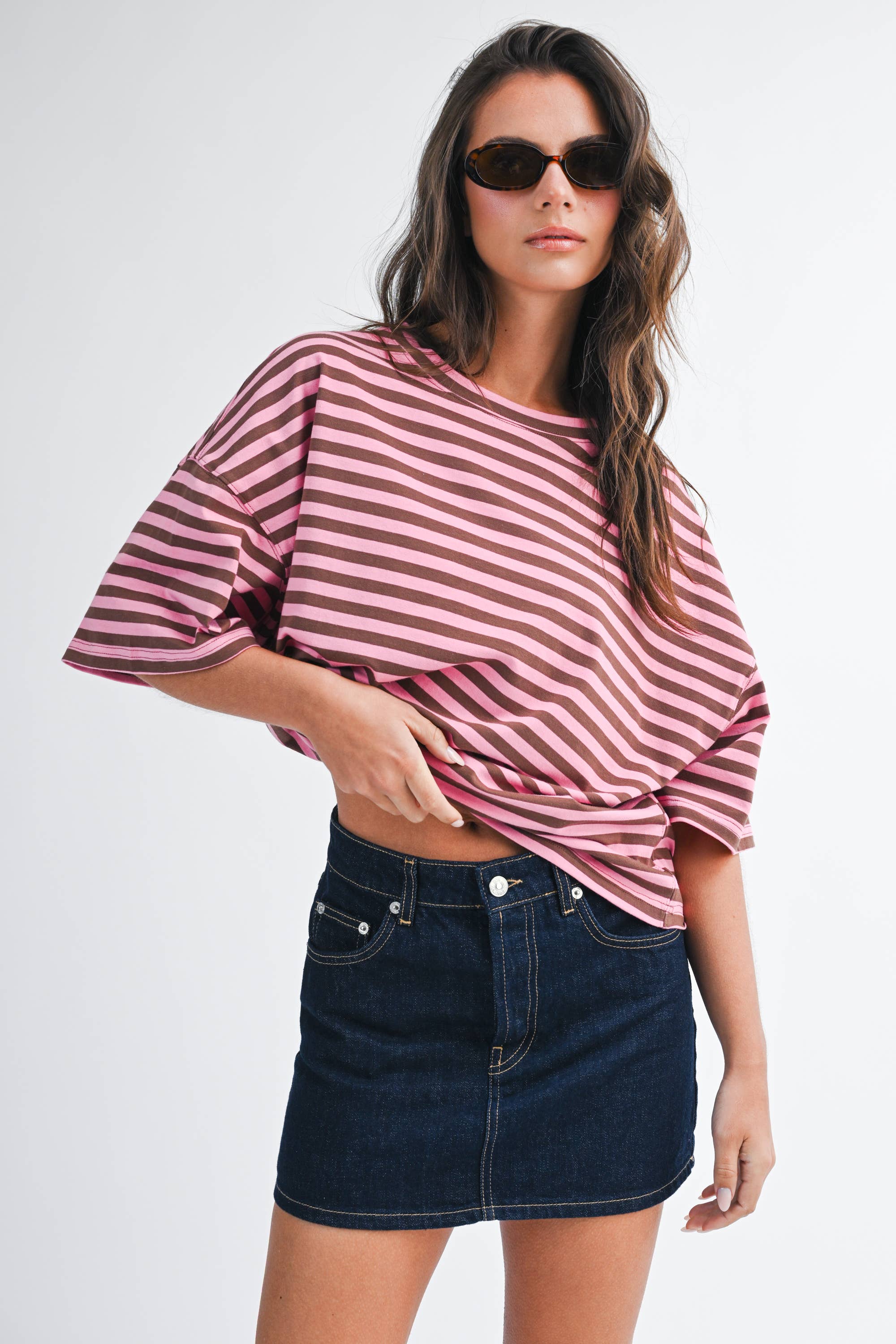 Stacie - Oversized Stripe Boyfriend Tee