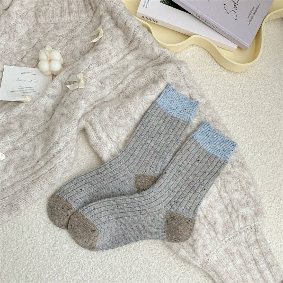 Speck - Color Block Speckled Thermal Mid-Calf Socks