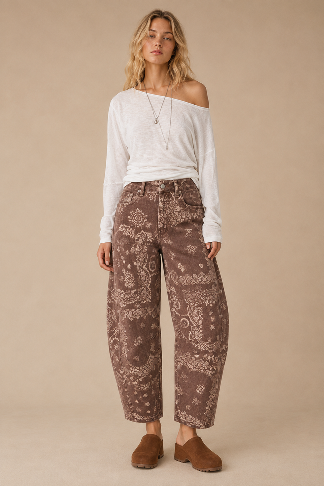 Paisley - Bandana Barrel Jeans