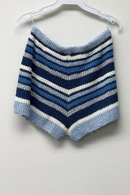 Blue Skies - Blue Striped Knit Drawstring Shorts