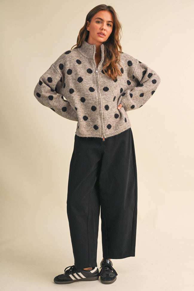 Mary Jane Double Zip Polka Dot Sweater