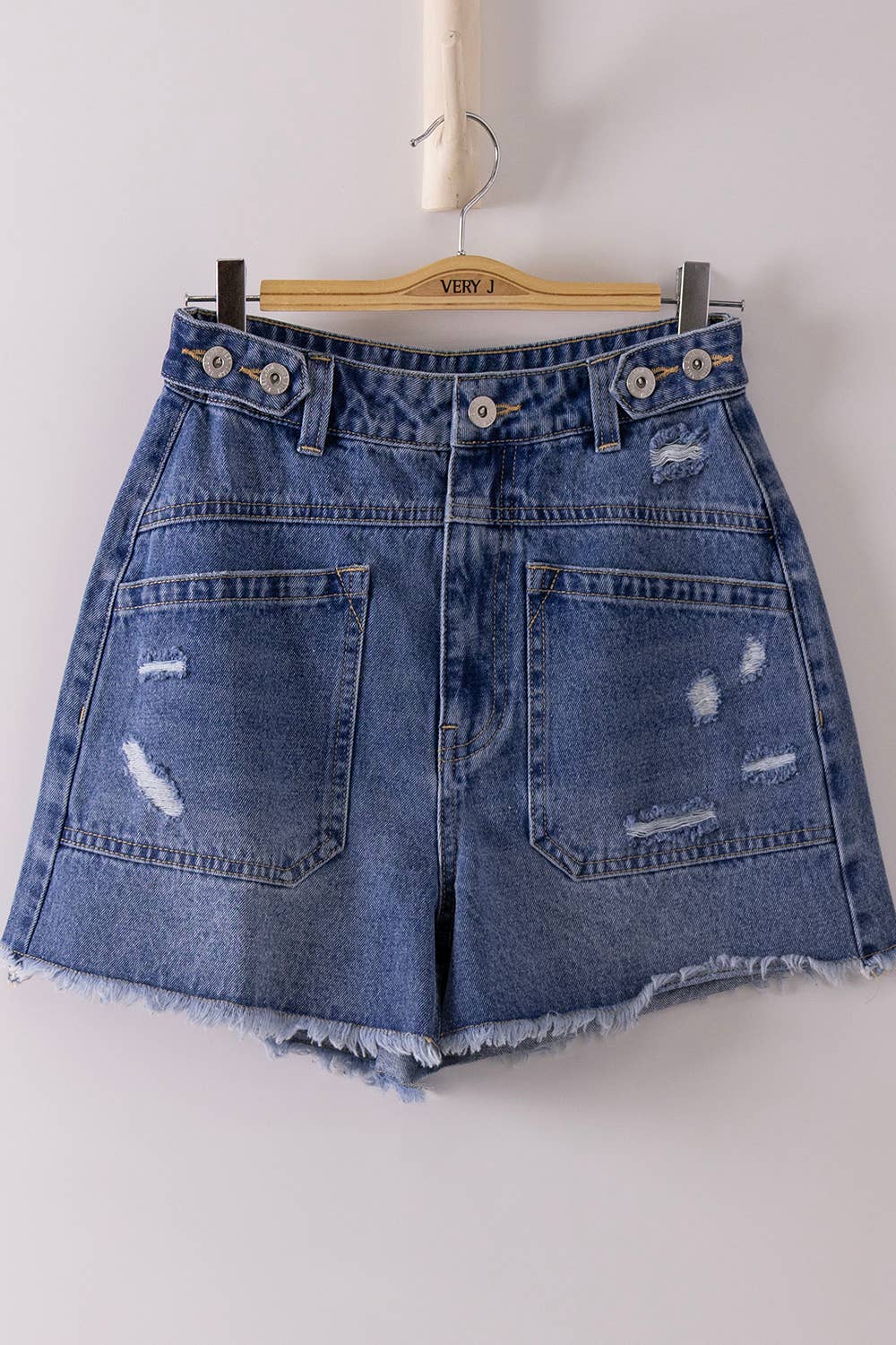 Jane - Distressed Denim Shorts