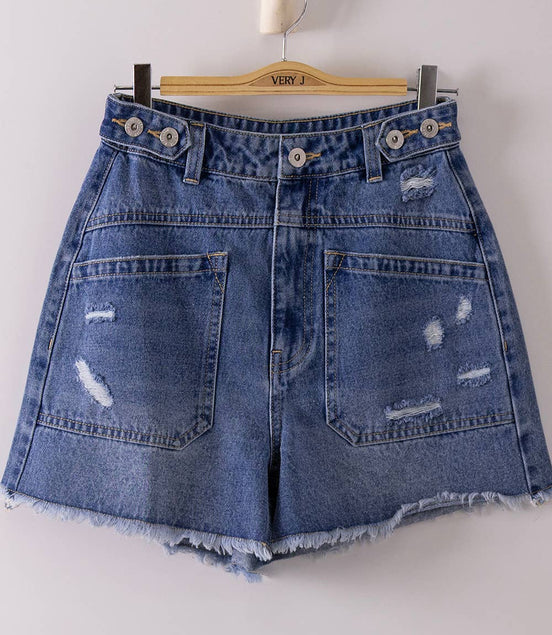 Jane - Distressed Denim Shorts