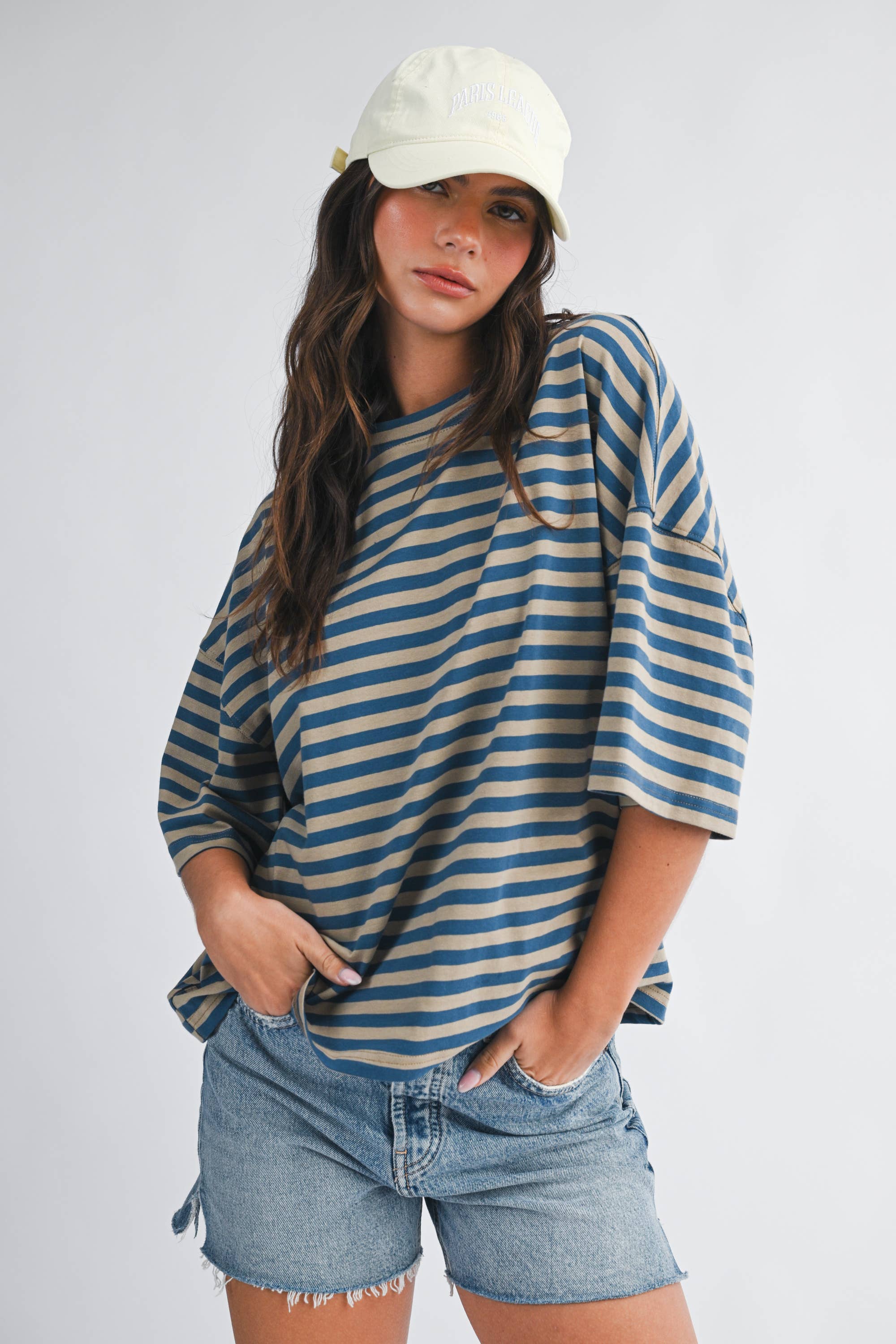 Stacie - Oversized Stripe Boyfriend Tee