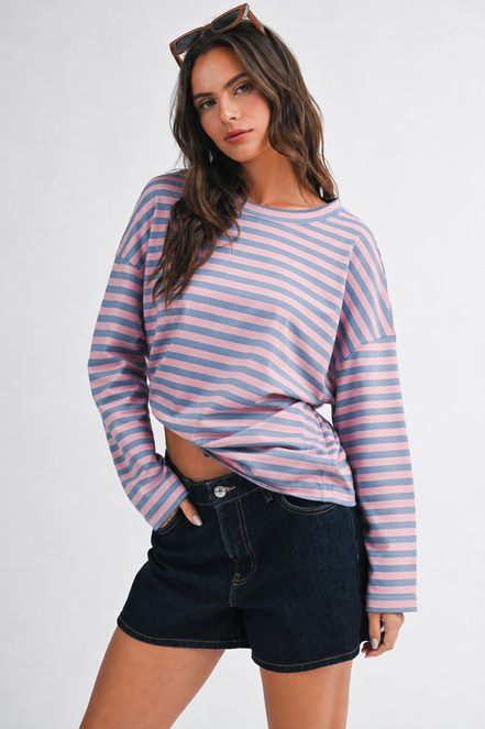 Stacie - Oversized Stripe Boxy Long Sleeve