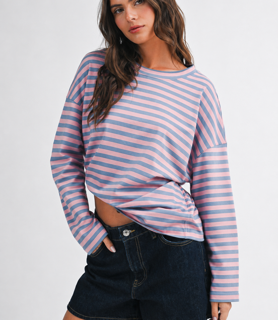 Stacie - Oversized Stripe Boxy Long Sleeve