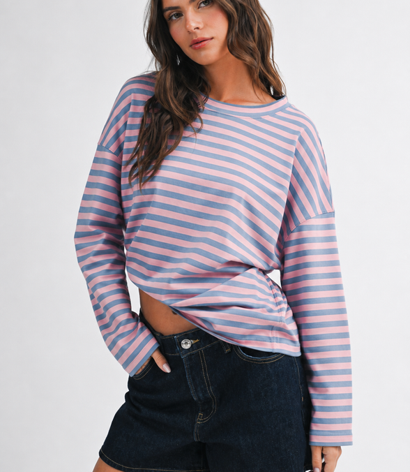 Stacie - Oversized Stripe Boxy Long Sleeve