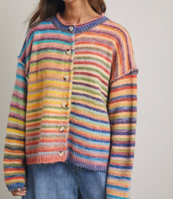 Dreamy - Rainbow Button-up Cardigan