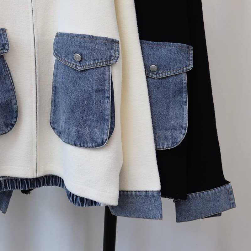 Kaitlyn - Cotton Denim Knit Zip-up Cardigan
